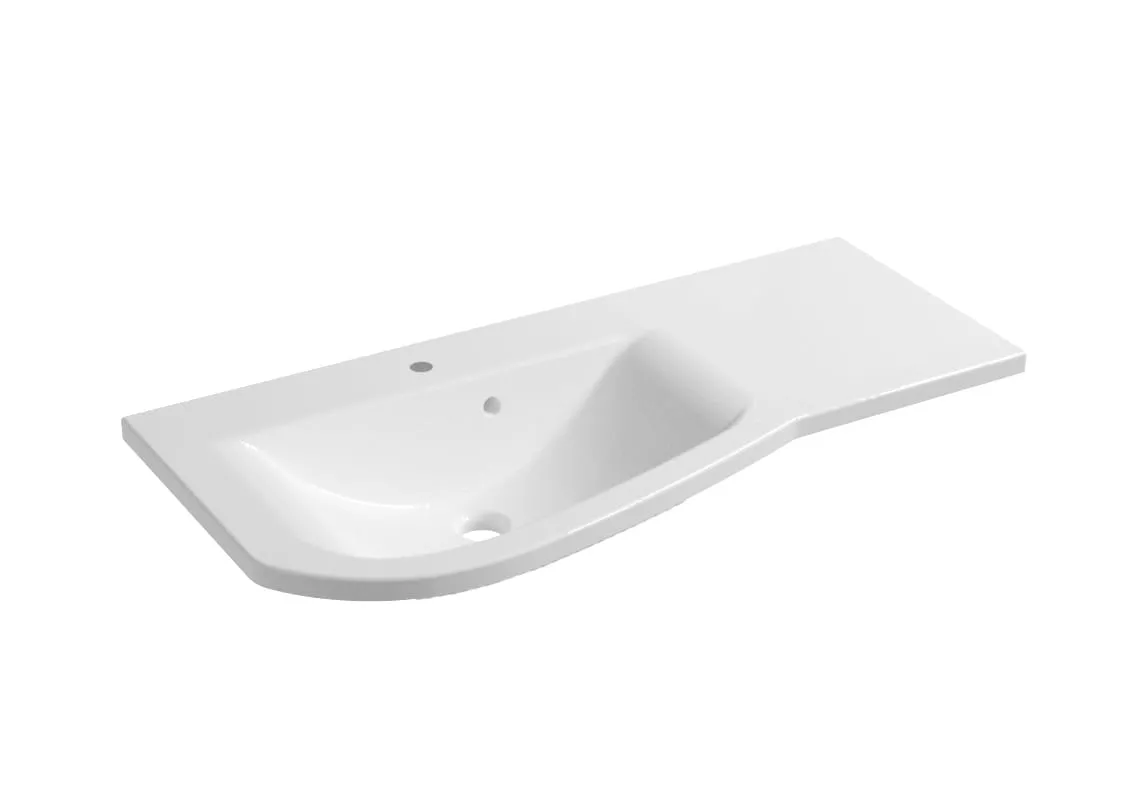 Lavoare incastrate - Lavoar Oristo Opal UME-OP-90-92-L, 915 x 445 mm, montare pe masca, preaplin, marmura compozita, alb