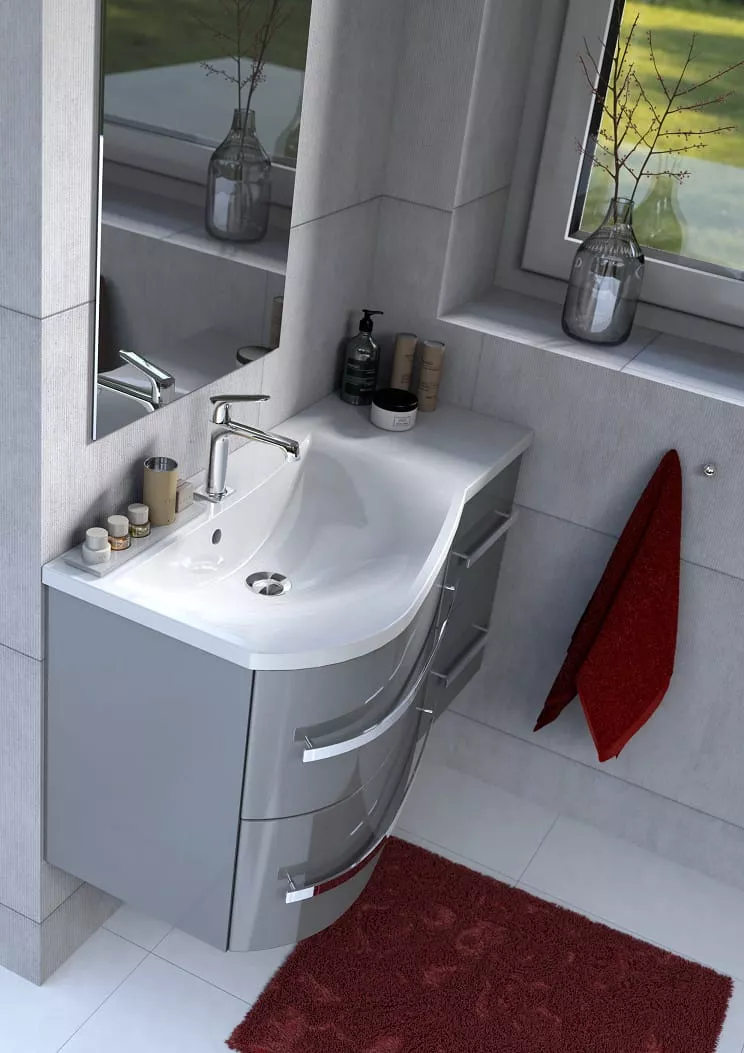 Lavoar Oristo Opal UME-OP-90-92-L, 915 x 445 mm, montare pe masca, preaplin, marmura compozita, alb [7]