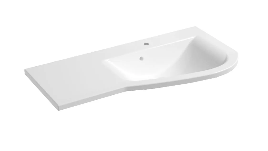 Lavoare incastrate - Lavoar Oristo Opal UME-OP-90-92-P, 915 x 445 mm, montare pe masca, preaplin, marmura compozita, alb