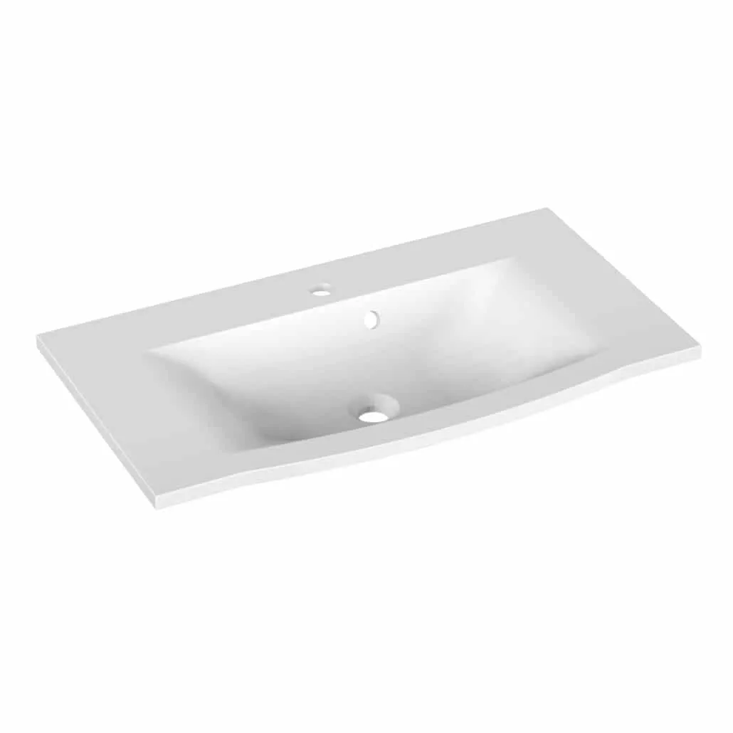 Lavoare incastrate - Lavoar Oristo Wave UME-WA-80-92, 800 x 450 mm, montare pe masca, preaplin, marmura compozita, alb