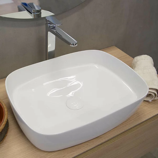 Pe blat - Lavoar pe blat alb Fluminia Pallas 50 cm