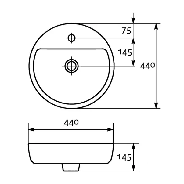 Lavoar pe blat Cersanit Caspia Ring alb lucios 44 cm [3]
