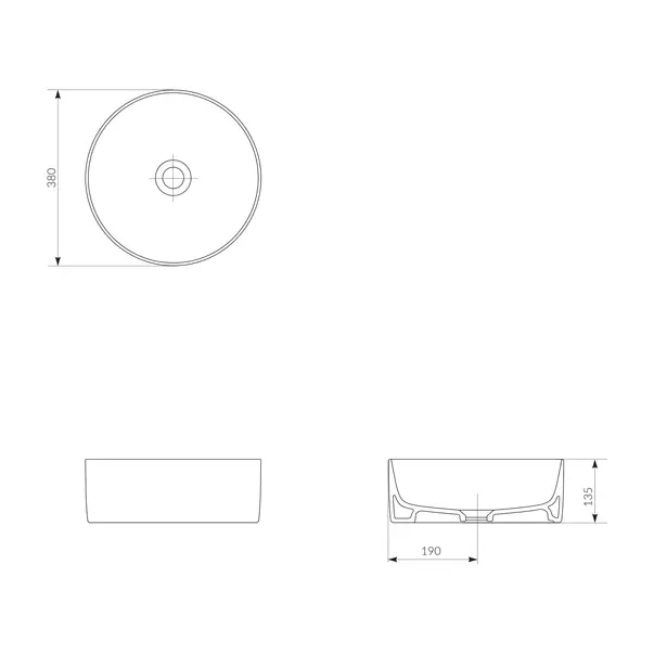 Lavoar pe blat Cersanit Crea alb lucios 38 cm [6]