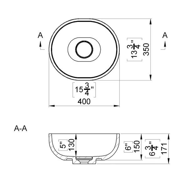 Lavoar pe blat din compozit Marmite Chira 40 cm alb [1]