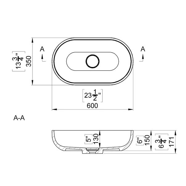 Lavoar pe blat din compozit Marmite Chira 60 cm alb [1]