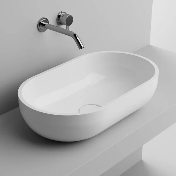 Lavoare - Lavoar pe blat din compozit Marmite Chira 60 cm alb