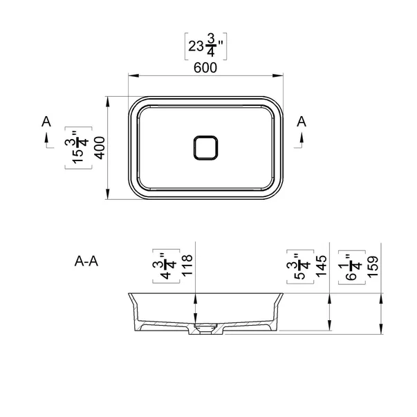 Lavoar pe blat din compozit Marmite Dresda 60 x 40 cm alb [1]