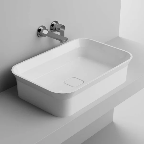 Lavoare - Lavoar pe blat din compozit Marmite Dresda 60 x 40 cm alb