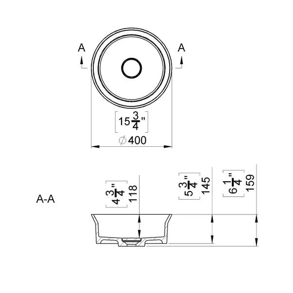 Lavoar pe blat din compozit Marmite Dresda rotund 40 cm alb [1]