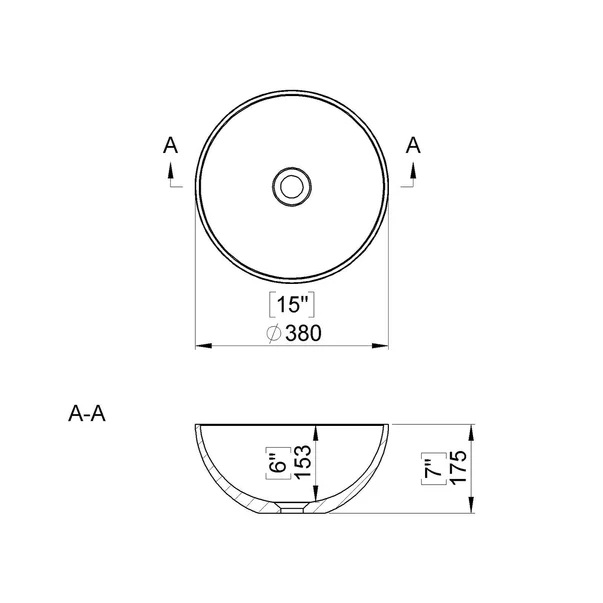 Lavoar pe blat din compozit Marmite Riga High 38 cm alb [1]