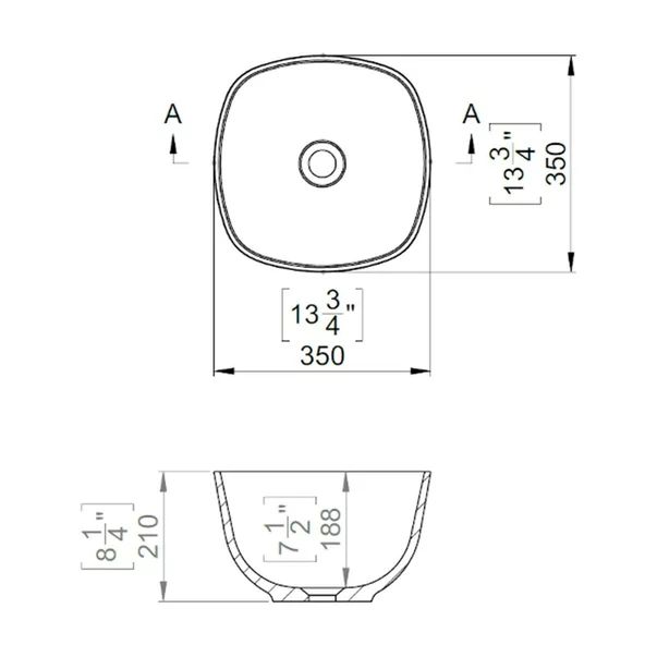 Lavoar pe blat din compozit Marmite Volos alb 40 cm [1]