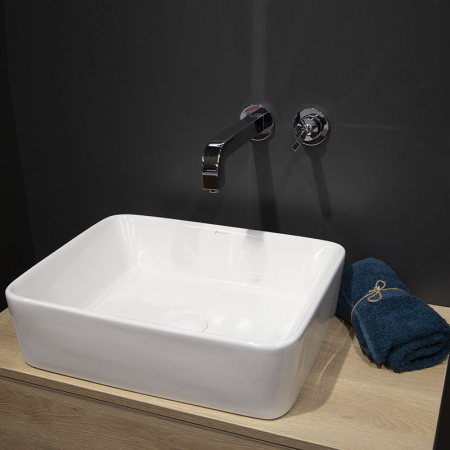 Lavoar pe blat Fluminia, Ares, dreptunghiular, 48 x 37 cm, alb [4]