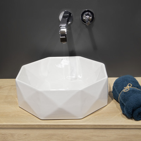 Lavoar pe blat Fluminia, Briliant, octogonal, 41.5 x 41.5 cm, alb [6]