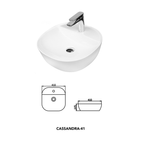 Lavoar pe blat, Fluminia, Cassandra 41, oval, 41 x 41 cm, alb [2]