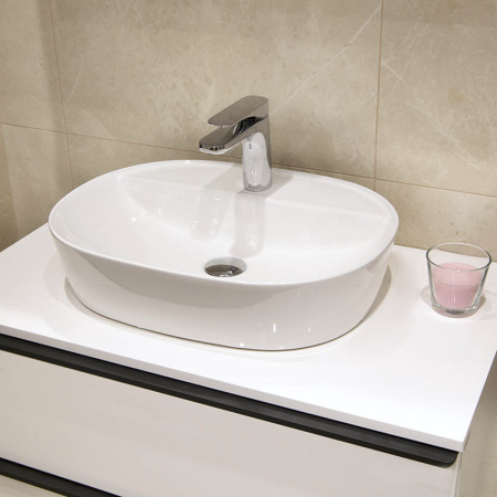 Lavoar pe blat Fluminia, Cassandra 50, oval, 50 x 38 cm, alb [6]