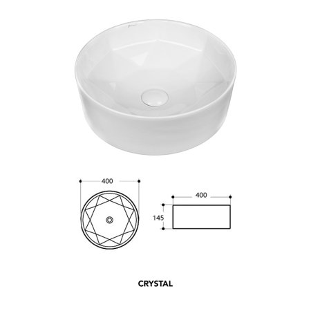 Lavoar pe blat, Fluminia, Crystal, rotund, 40 x 40 cm, alb [1]