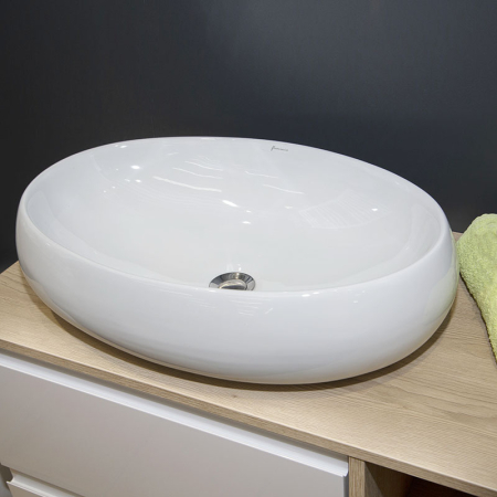 Lavoar pe blat Fluminia, Lheea, oval, 58.5 x 40 cm, alb [5]