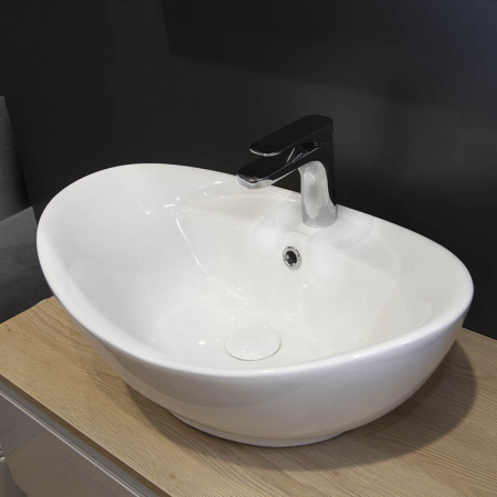 Lavoar pe blat Fluminia, Loira New, oval, 59 x 39 cm, alb [2]