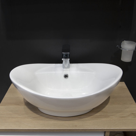 Lavoar pe blat Fluminia, Loira New, oval, 59 x 39 cm, alb [3]