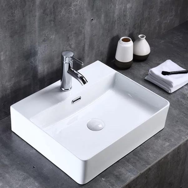 Lavoar pe blat Fluminia Mercur alb 52 cm [1]