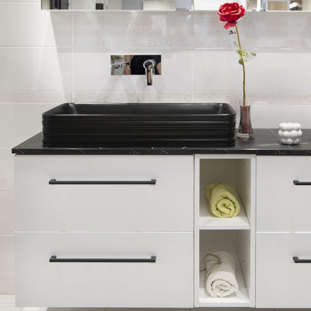 Lavoar pe blat, Fluminia, My Black Square, dreptunghiular, 67.5 x39 cm, cu ventil, negru mat [7]