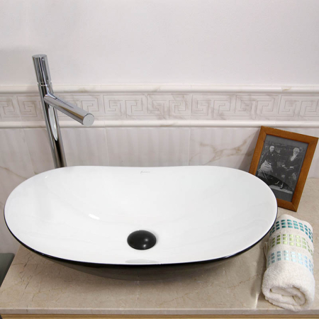 Lavoar pe blat Fluminia, My night, oval, 60.5 x 36 cm, alb-negru [8]