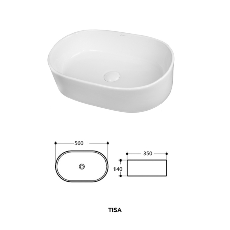 Lavoar pe blat Fluminia, Tisa, 56 x 35 cm, alb [2]
