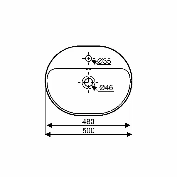 Lavoar pe blat Geberit Variform eliptic cu preaplin 50x40 cm [2]