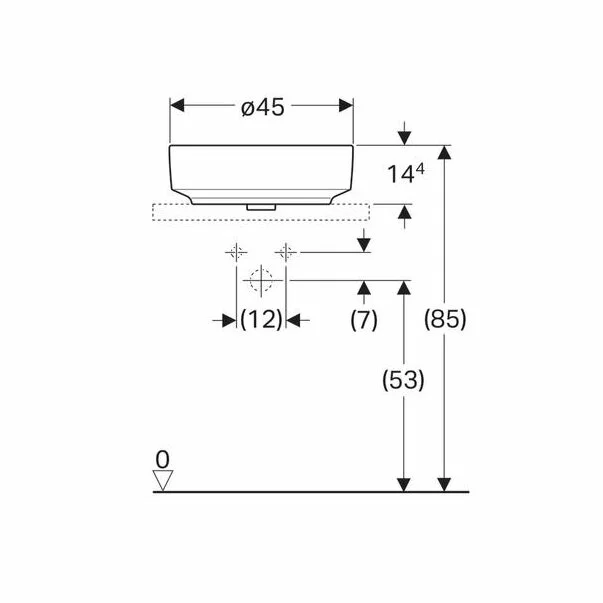 Lavoar pe blat Geberit Variform rotund cu preaplin 45 cm [1]