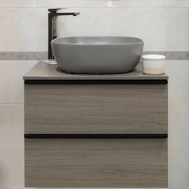 Pe blat - Lavoar pe blat gri mat Fluminia Calio-Mg 42 cm