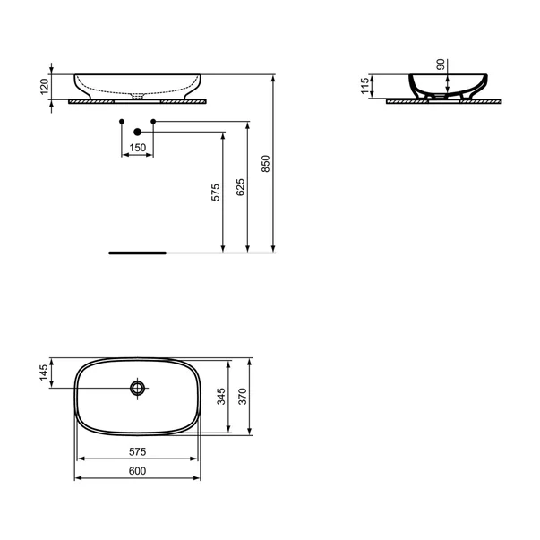 Lavoar pe blat Ideal Standard i.life B alb 60 cm [2]