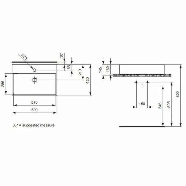 Lavoar pe blat Ideal Standard Strada 60x42 cm [1]