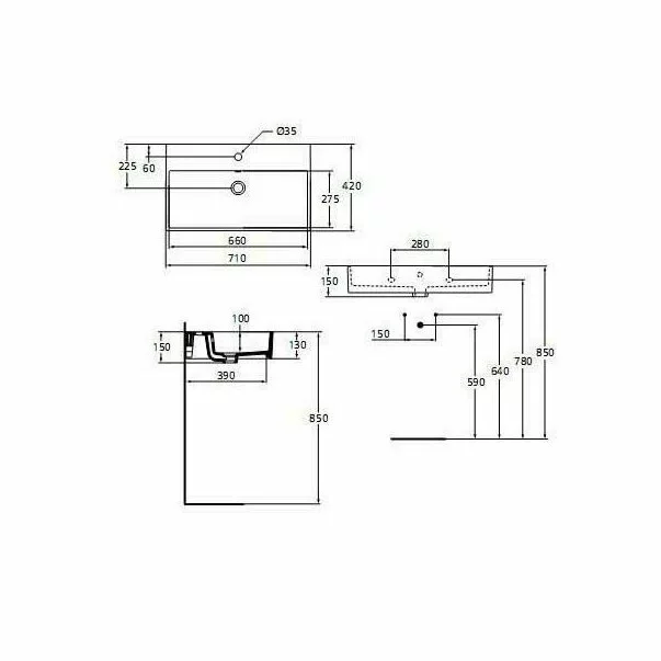 Lavoar pe blat Ideal Standard Strada 71x42 cm [2]