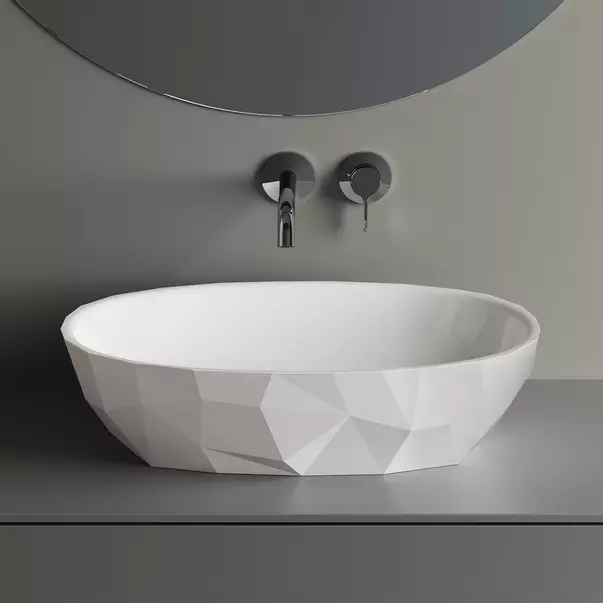 Lavoare pe blat - Lavoar pe blat Marmite Aruba alb 56 cm