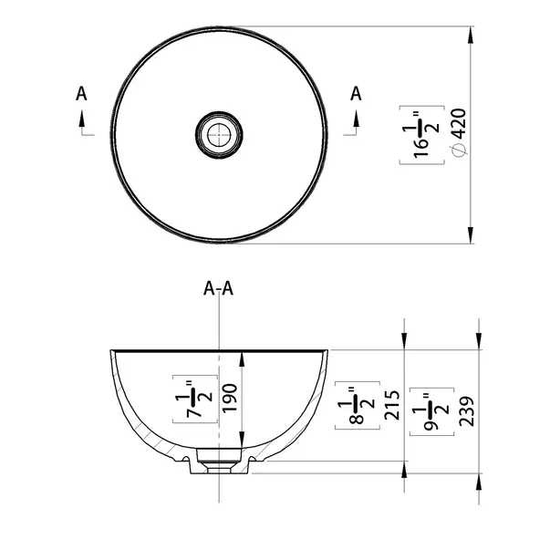 Lavoar pe blat Marmite Lima alb 42 cm [2]