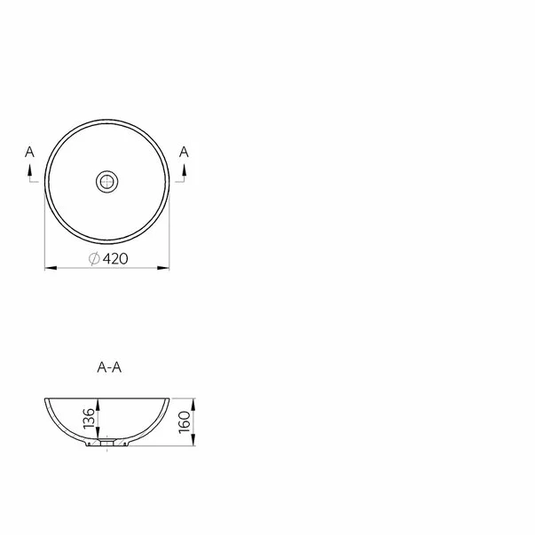 Lavoar pe blat rotund din compozit Marmite Kierros 42 cm [1]
