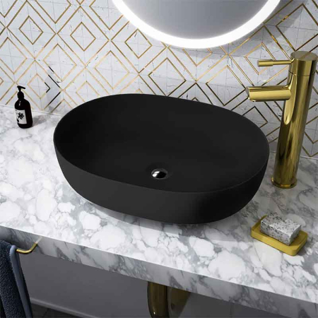 Lavoar pe blat Spectrum, Basta Black, oval, negru mat [2]