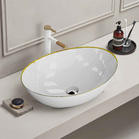 Lavoar pe blat Spectrum, Finta Gold Line, oval, alb-auriu [1]