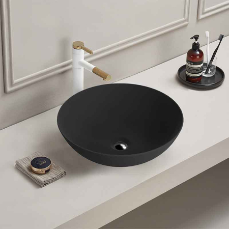 Lavoar pe blat Spectrum, Moana Black, oval, negru mat [1]