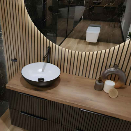 Lavoar pe blat Spectrum, Moana Black, rotund, negru mat [2]