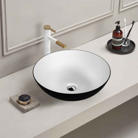 Lavoar pe blat Spectrum, Moana Black, rotund, negru mat [1]