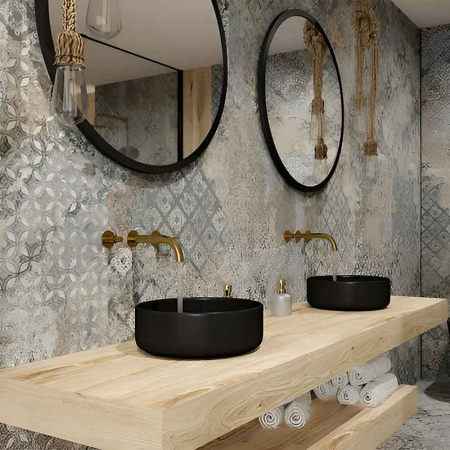 Lavoar pe blat Spectrum, Rosina Black, rotund, negru mat [4]