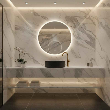 Lavoar pe blat Spectrum, Rosina Black, rotund, negru mat [5]