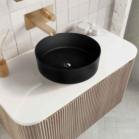 Lavoar pe blat Spectrum, Rosina Black, rotund, negru mat [2]