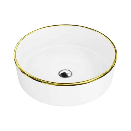 Lavoare - Lavoar pe blat Spectrum, Rosina Gold Line, rotund, alb-auriu