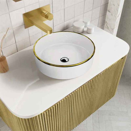 Lavoar pe blat Spectrum, Rosina Gold Line, rotund, alb-auriu [2]