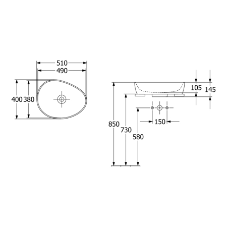 Lavoar pe blat, Villeroy & Boch, Antao 51 cm, oval, verde mat [1]
