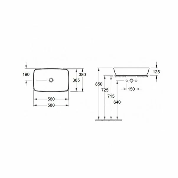 Lavoar pe blat Villeroy&Boch Artis dreptunghiular Titanceram 58 cm [1]