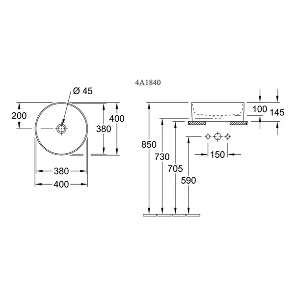 Lavoar pe blat Villeroy&Boch Collaro rotund 40 cm alb [1]