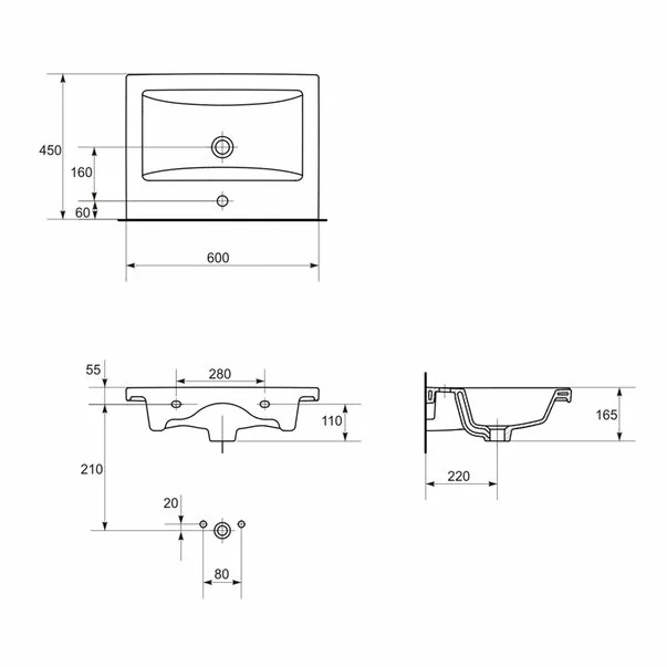 Lavoar pe mobilier Cersanit Como 60x45 cm [2]
